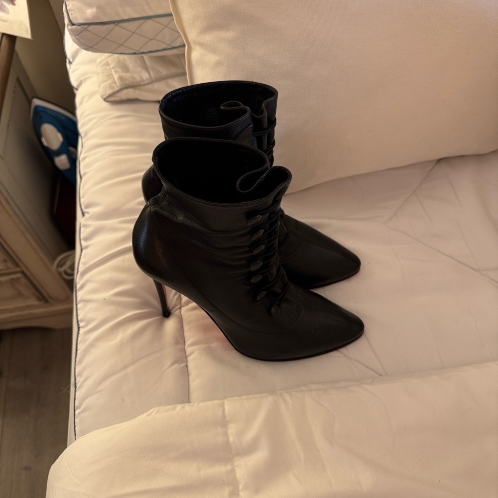 Christian louboutin black leather booties